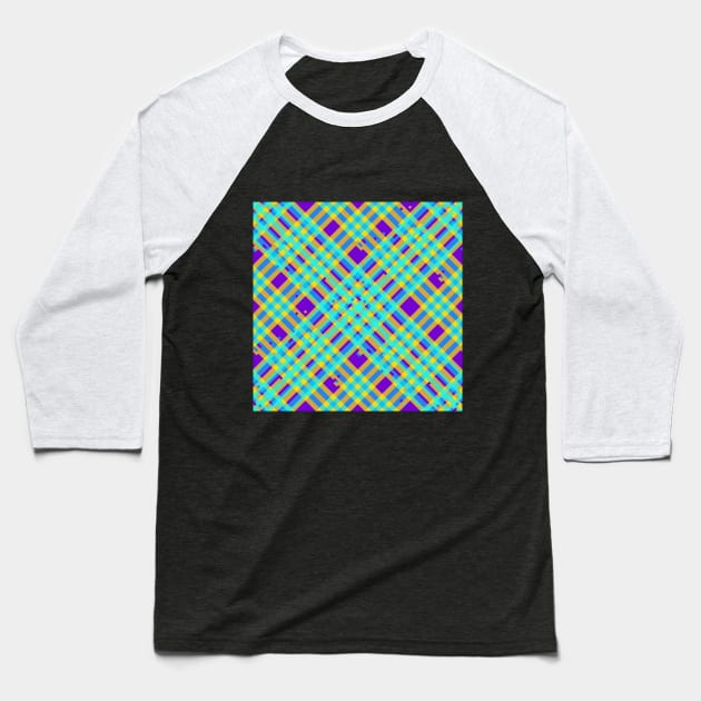 Glitchy Plaid 3 Baseball T-Shirt by z0mbi